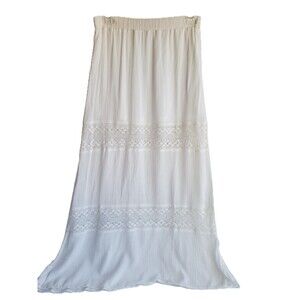 Style Me Tiered Maxi Skirt Cottage Core Romantic Whimsical Fairy Lace Ivory  M